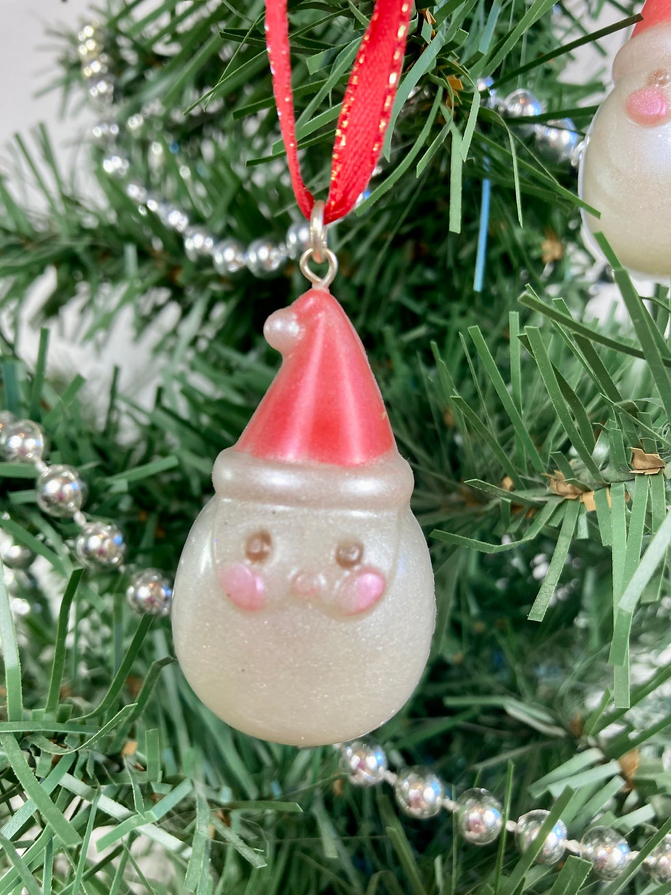 Thumbnail: Set of 3 Red Hat Santa Mini Ornaments – Resin Small Tree Set