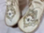 Thumbnail: Hand Sewn Short Moccasins with Wolf Design, Custom Handmade to Order