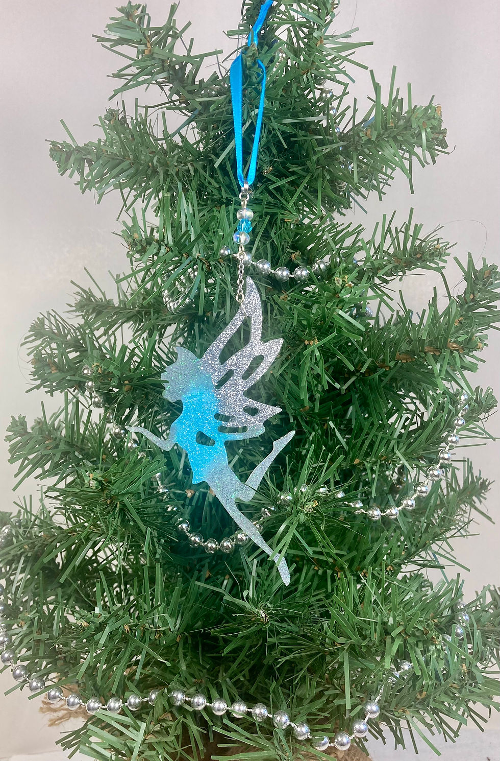 Thumbnail: Blue & Silver Glitter Fairy Ornament – 8”