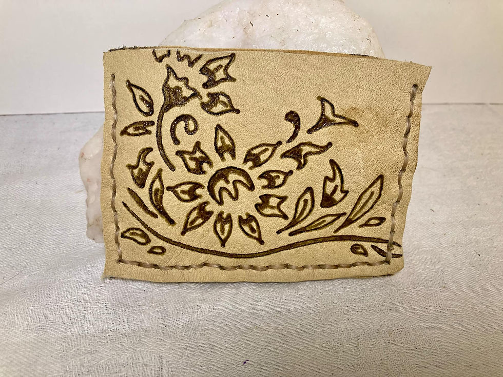 Thumbnail: Handmade Leather Business Card Holder – Hand-Burned Floral Design