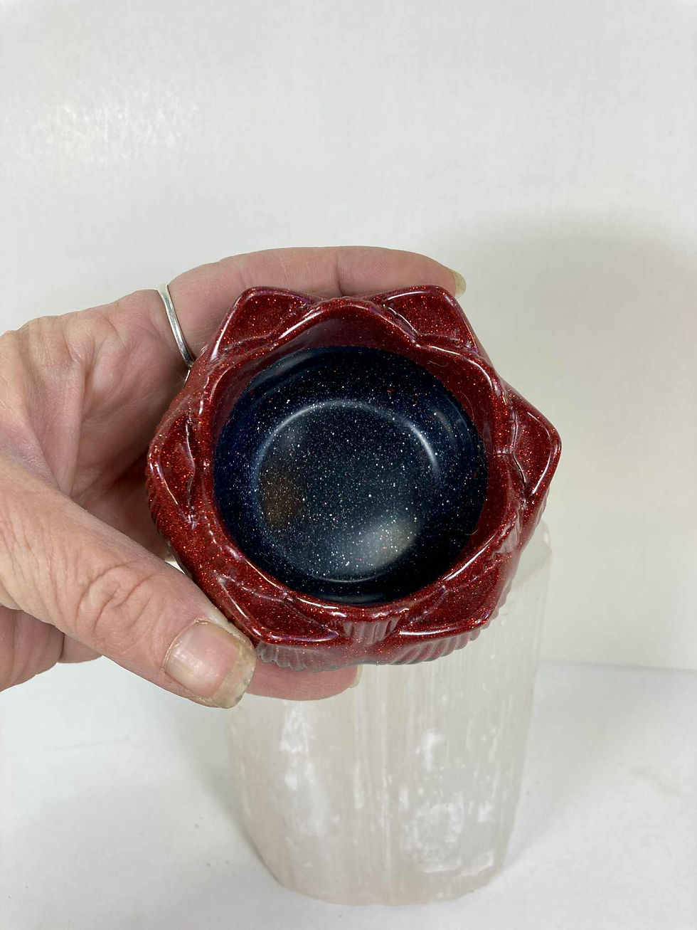 Thumbnail: Handmade Resin Lotus Flower Trinket Dish / Candle Holder