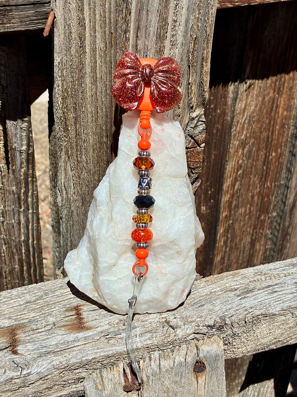 Thumbnail: Orange Bow Beaded Badge Reel