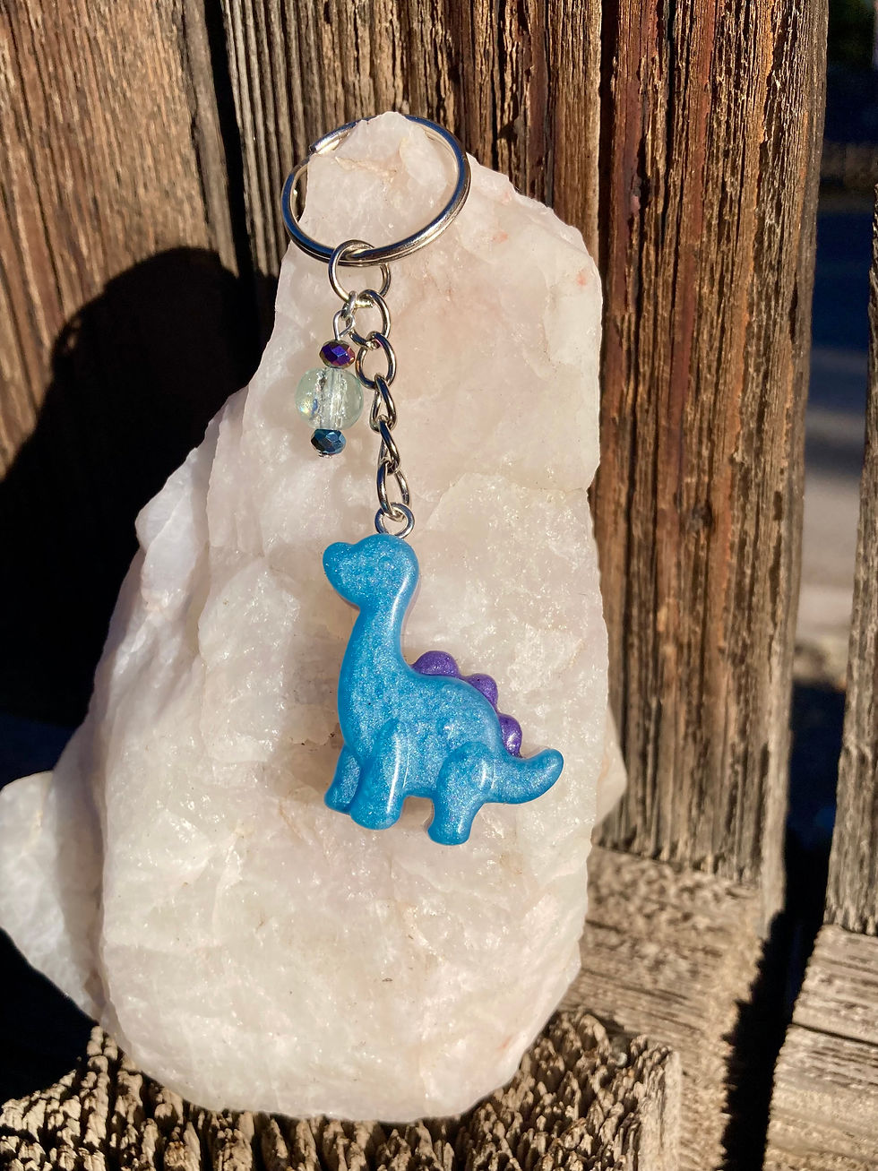 Thumbnail: Blue & Purple Dinosaur Keychain – Handmade Resin Dino Charm