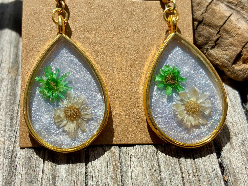 Thumbnail: Pressed Flower Teardrop Earrings | Handmade Resin Botanical Earrings