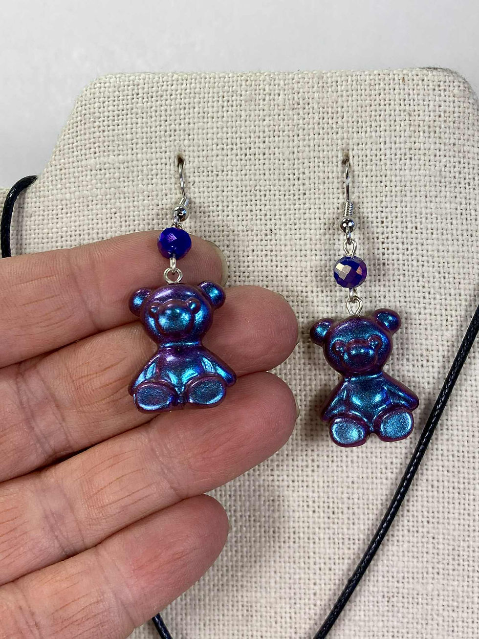 Thumbnail: Blue Shimmer Bear Jewelry Set
