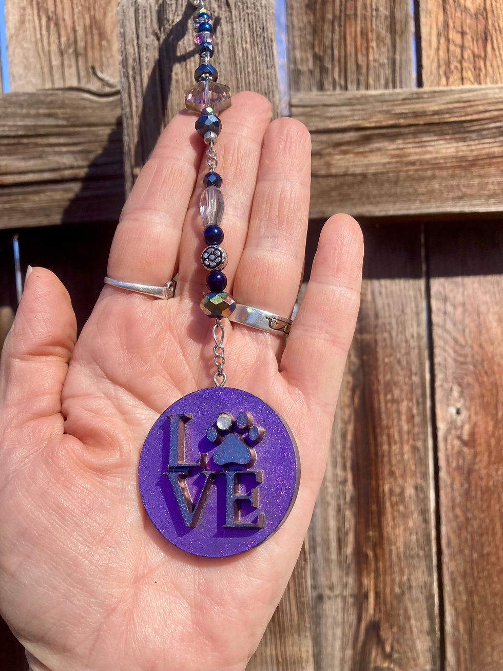 Thumbnail: Handmade Resin Love Paw Print Suncatcher