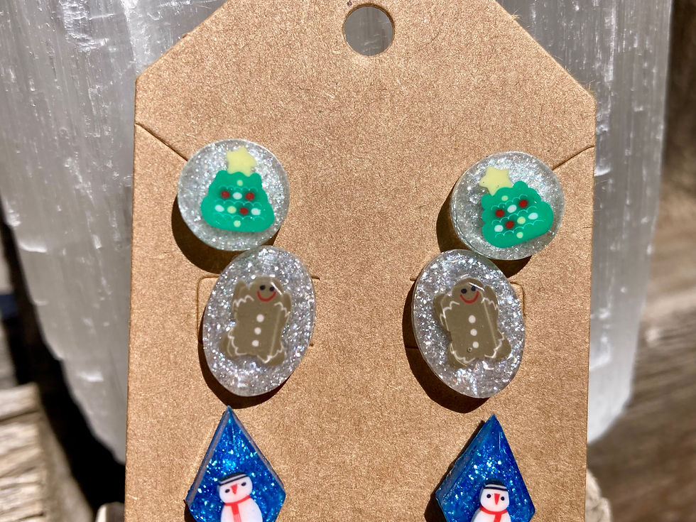 Thumbnail: Holiday Post Earrings – Set of 4 (Green & Blue Designs)