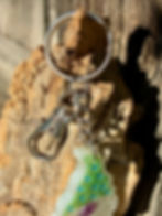 Thumbnail: Handmade Resin Gnome Keychain | Green Glitter Gnome Bag Charm | Whimsical Gift