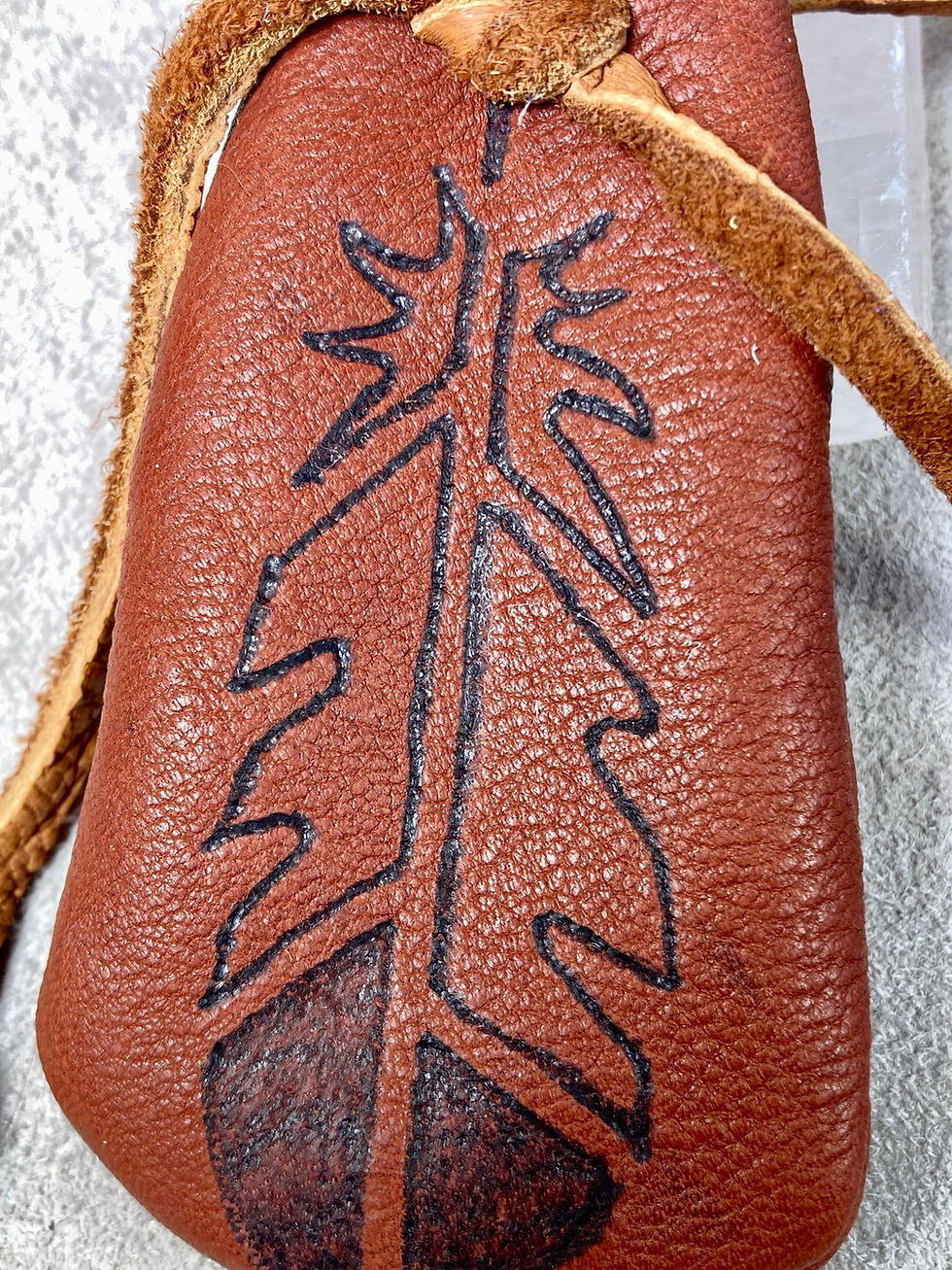 Thumbnail: handmade leather pouch close up front view