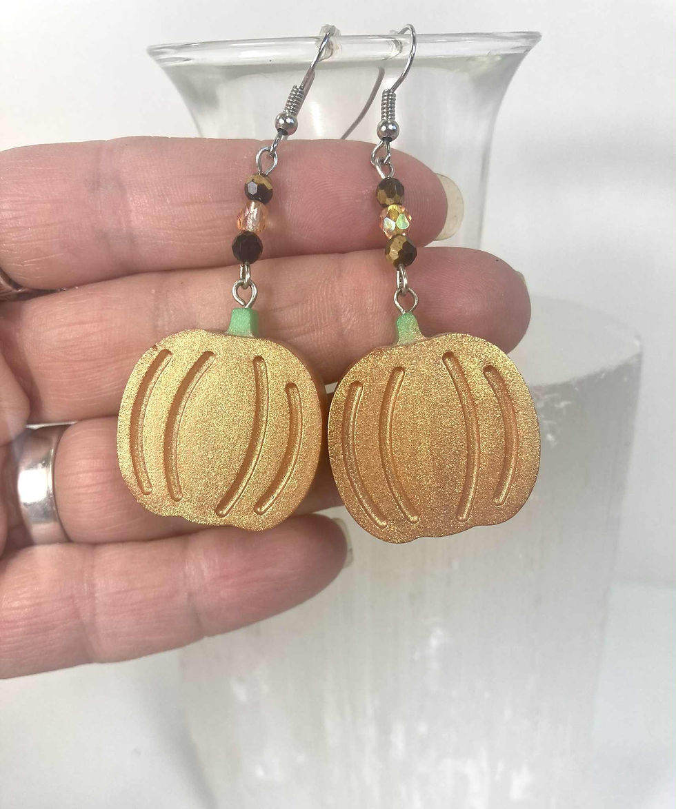 Handmade Resing Pumpkin and Tiger Eye Dangle Earrings