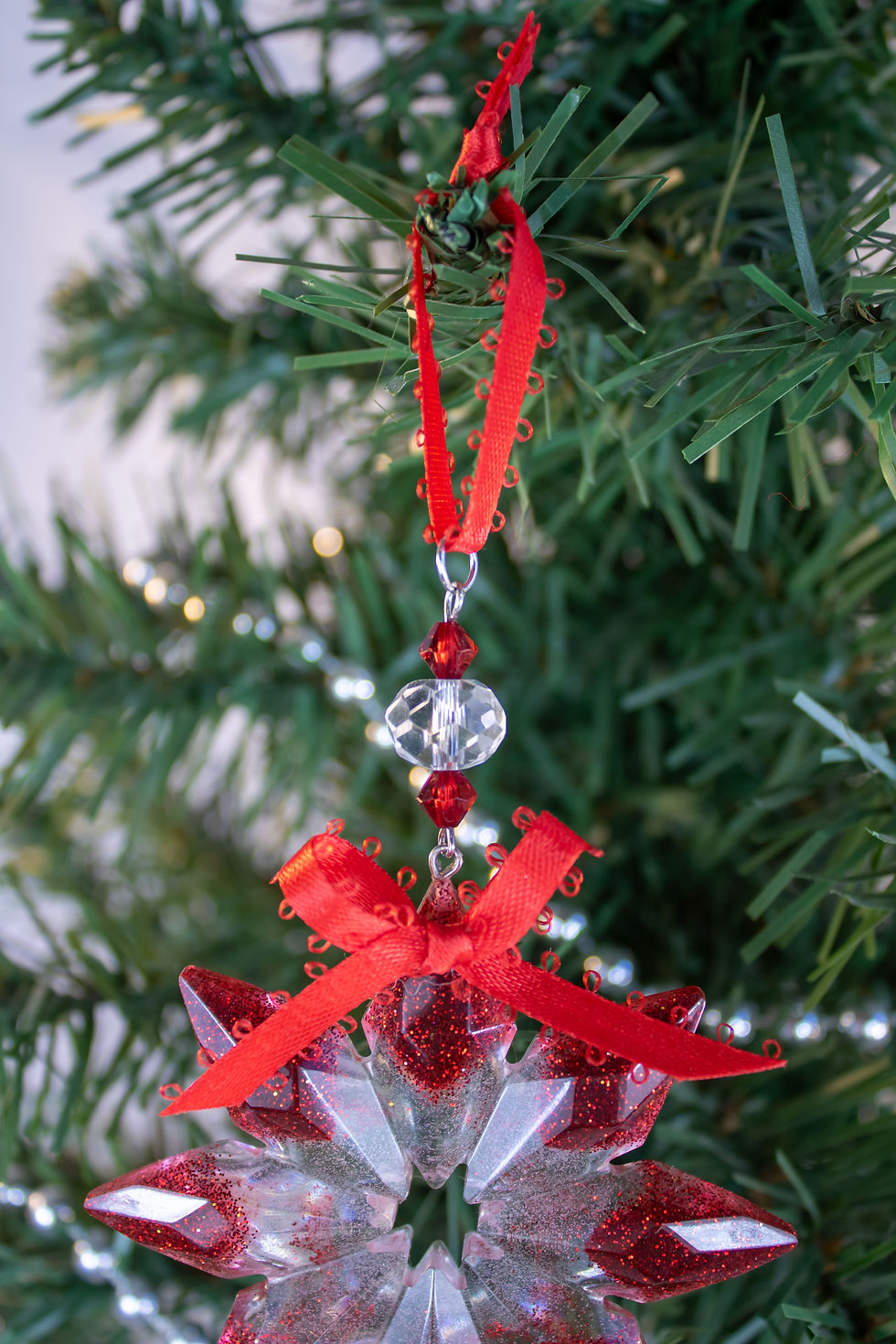 Thumbnail: Handmade Red Glitter Resin Ornament