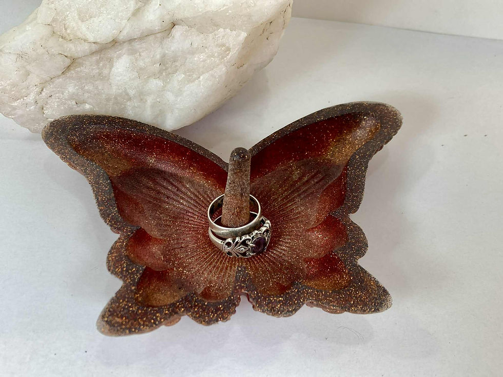 Thumbnail: Handmade Resin Butterfly Ring Holder – Glittery Trinket Dish for Jewelry Storage
