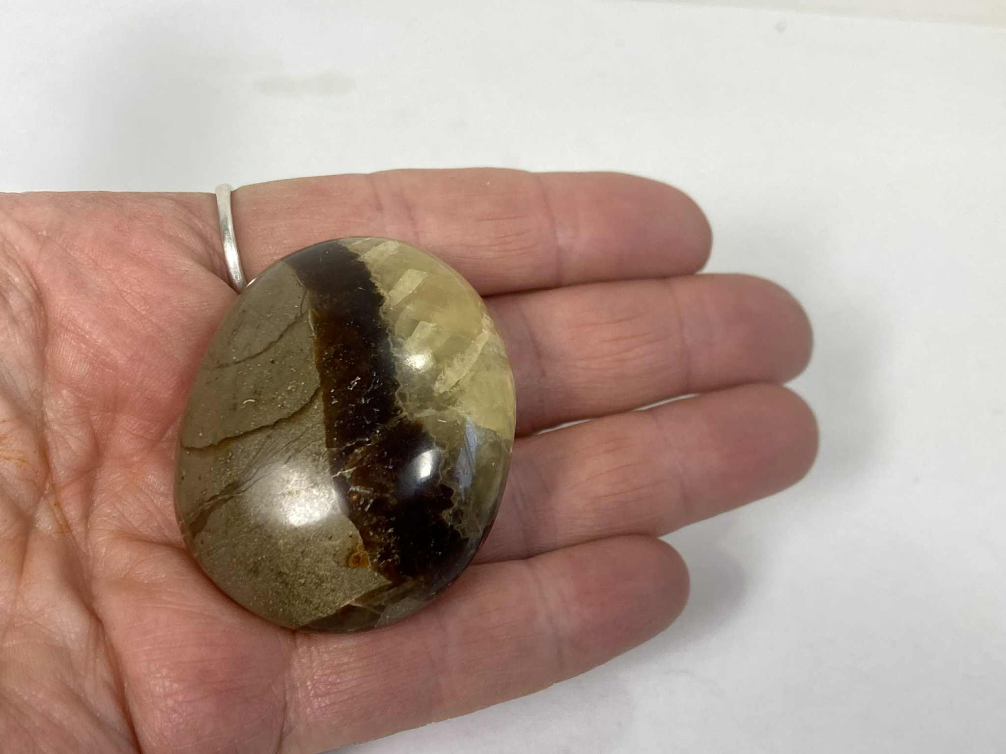 Septarian Nodule Stone – Tumbled Brown & Tan Crystal (1.5 Inch)