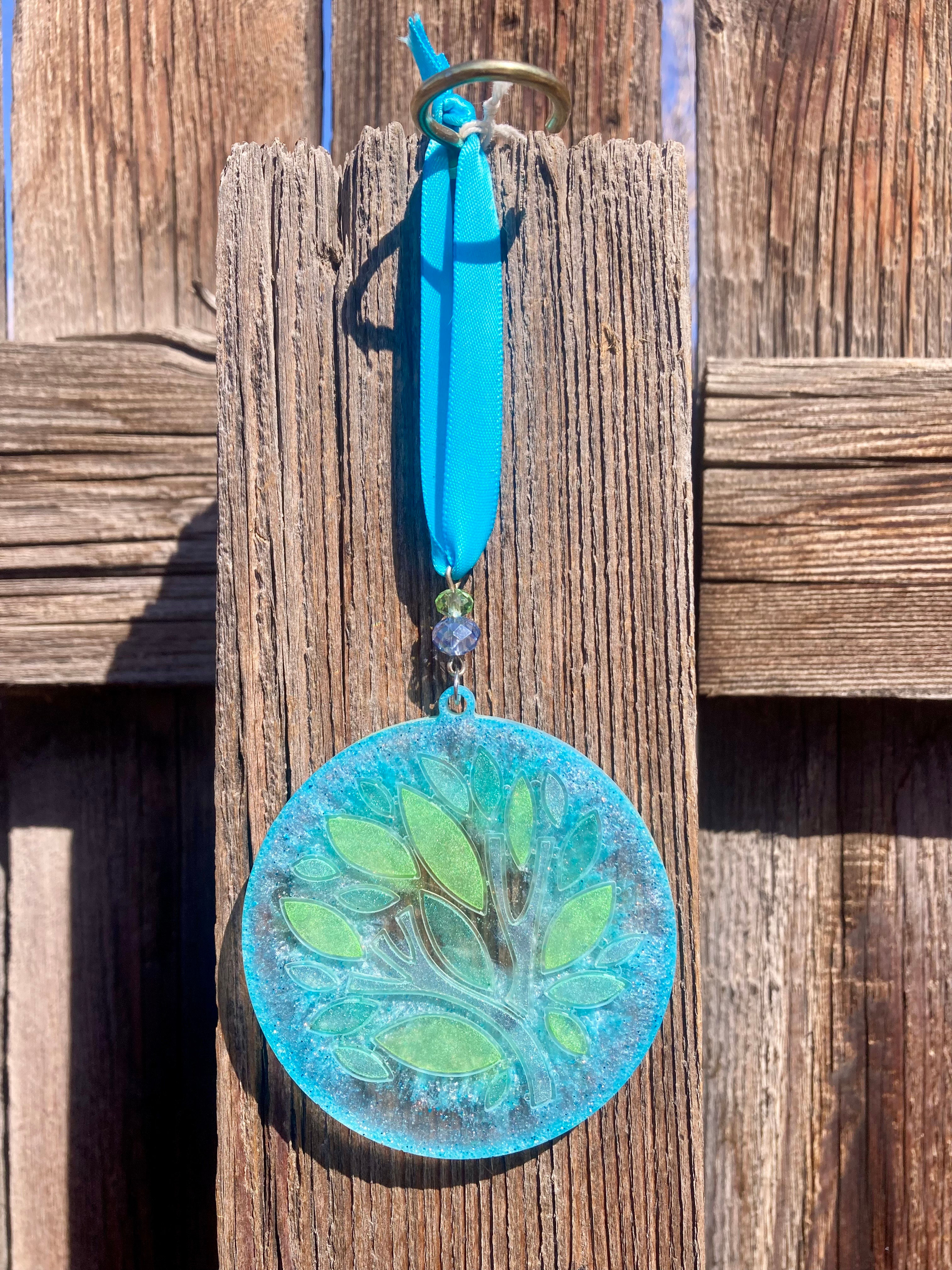 Handmade Holographic Resin Tree Sun Catcher