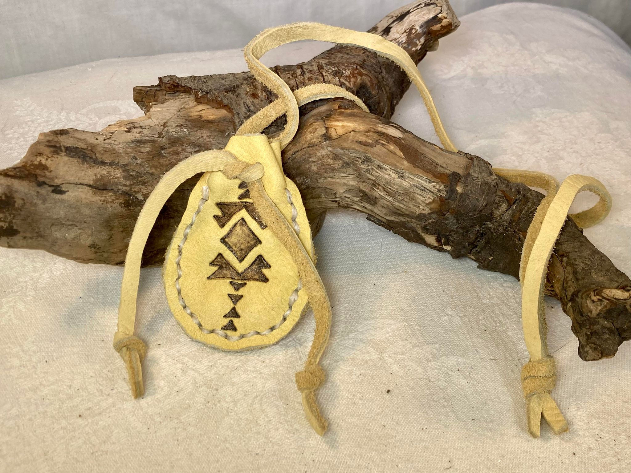 small hand sewn pouch front view