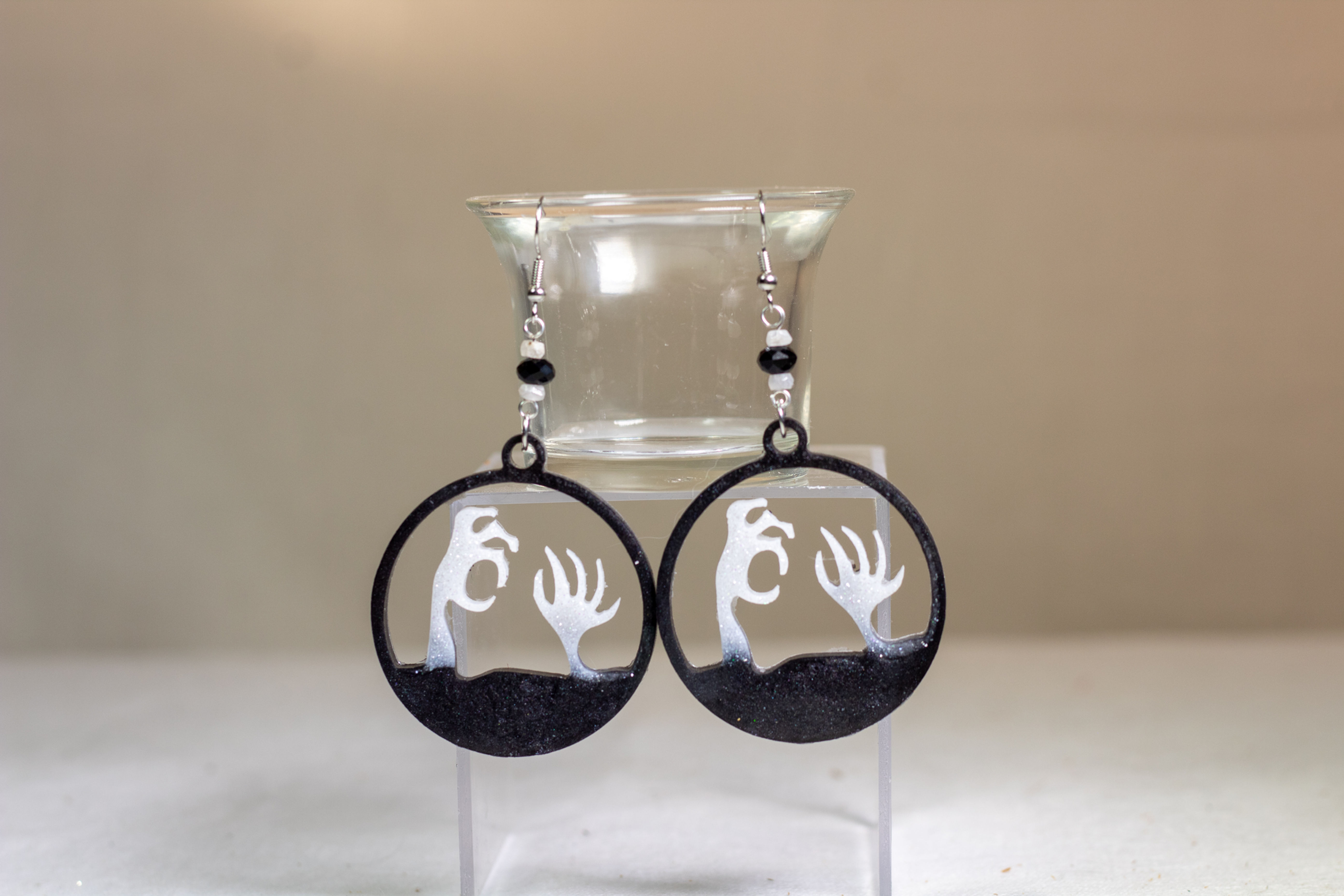 Handmade Resin Zombie Hands Earrings