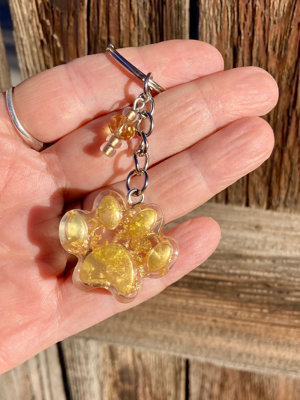 Thumbnail: Gold Paw Print Keychain – Handmade Resin Pet Lover Charm