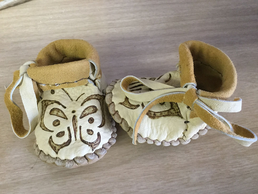 Thumbnail: Handmade Baby Moccasins with Butterfly design, Custom Made to Order