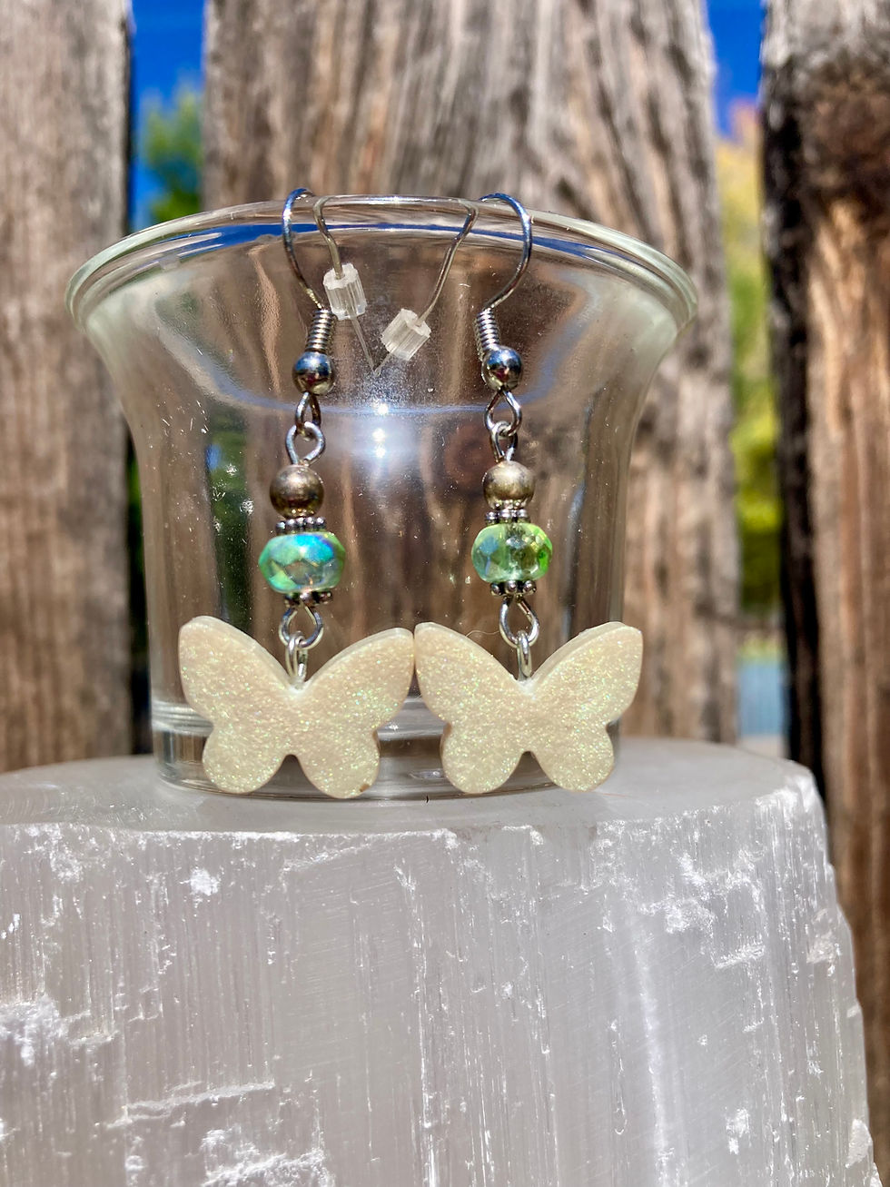 Thumbnail: Light Green Butterfly Resin Earrings