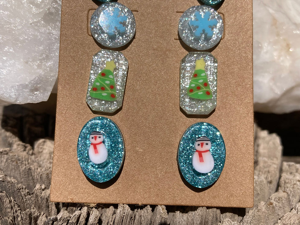 Thumbnail: Holiday Post Earrings – Set of 4 (Snowman & Winter Theme)
