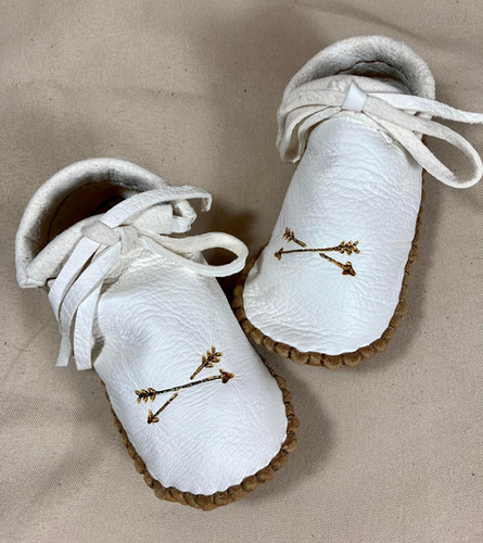 Hand Sewn to Order Toddler Moccasins with Arrow Design