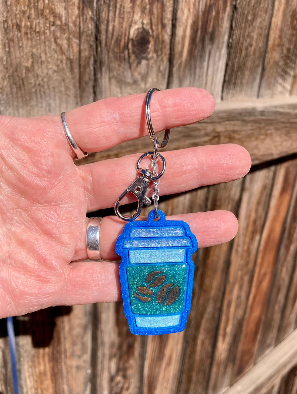 Thumbnail: Coffee Cup Resin Keychain or Tumbler Charm – Handmade Glitter Coffee Lover Gift