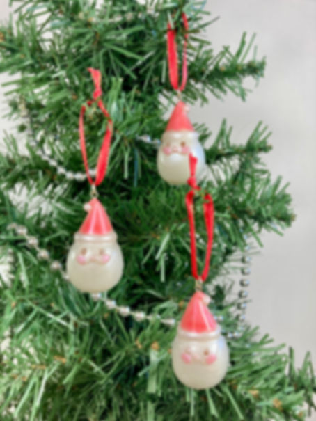 Set of 3 Red Hat Santa Mini Ornaments – Resin Small Tree Set
