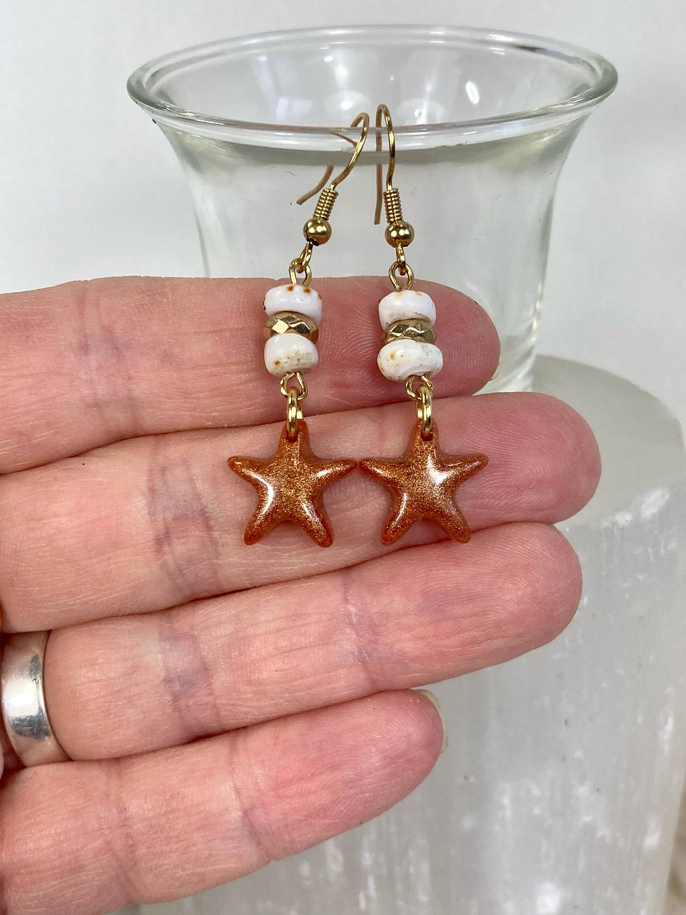 Thumbnail: Handmade Resin Starfish & Shell Earrings
