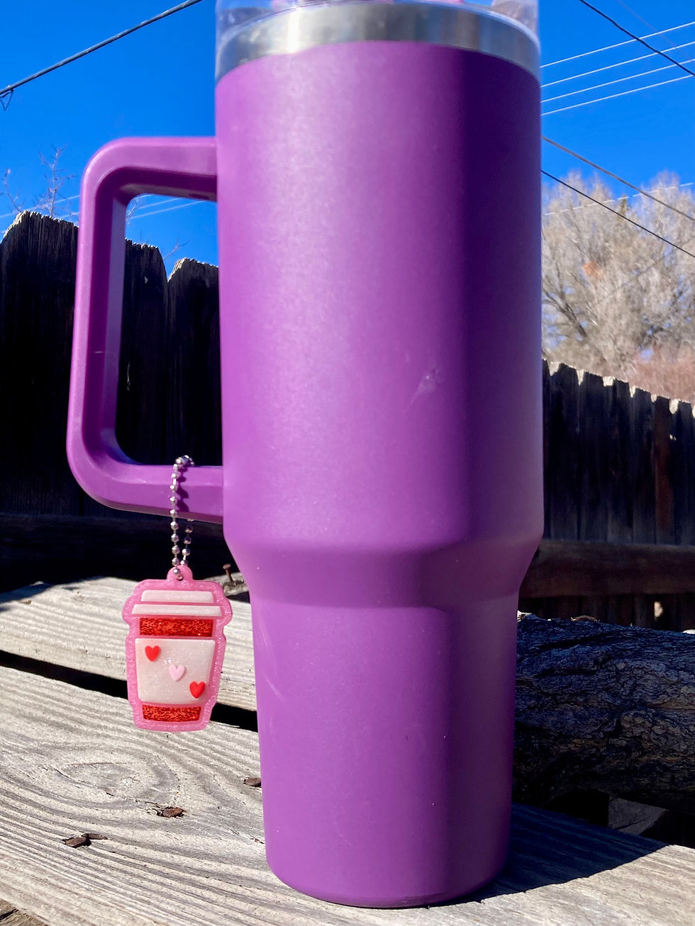 Thumbnail: Pink & Red Glitter Coffee Cup – Resin Keychain or Tumbler Charm