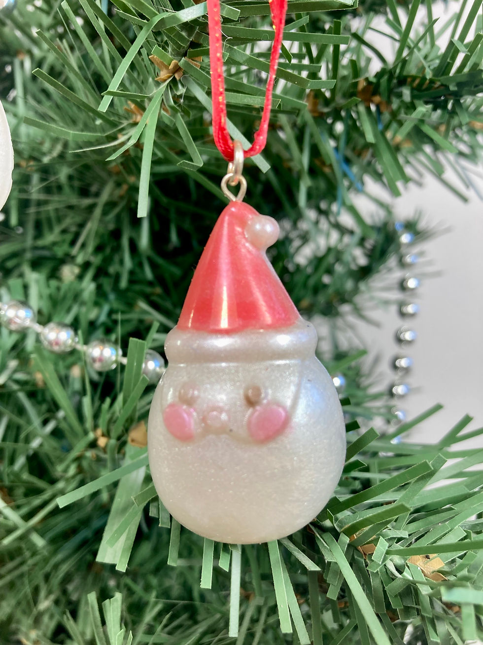 Thumbnail: Set of 3 Red Hat Santa Mini Ornaments – Resin Small Tree Set