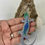 Thumbnail: Handmade Glittery Resin Lizard Keychain – Silver with Green & Blue Sparkle, One