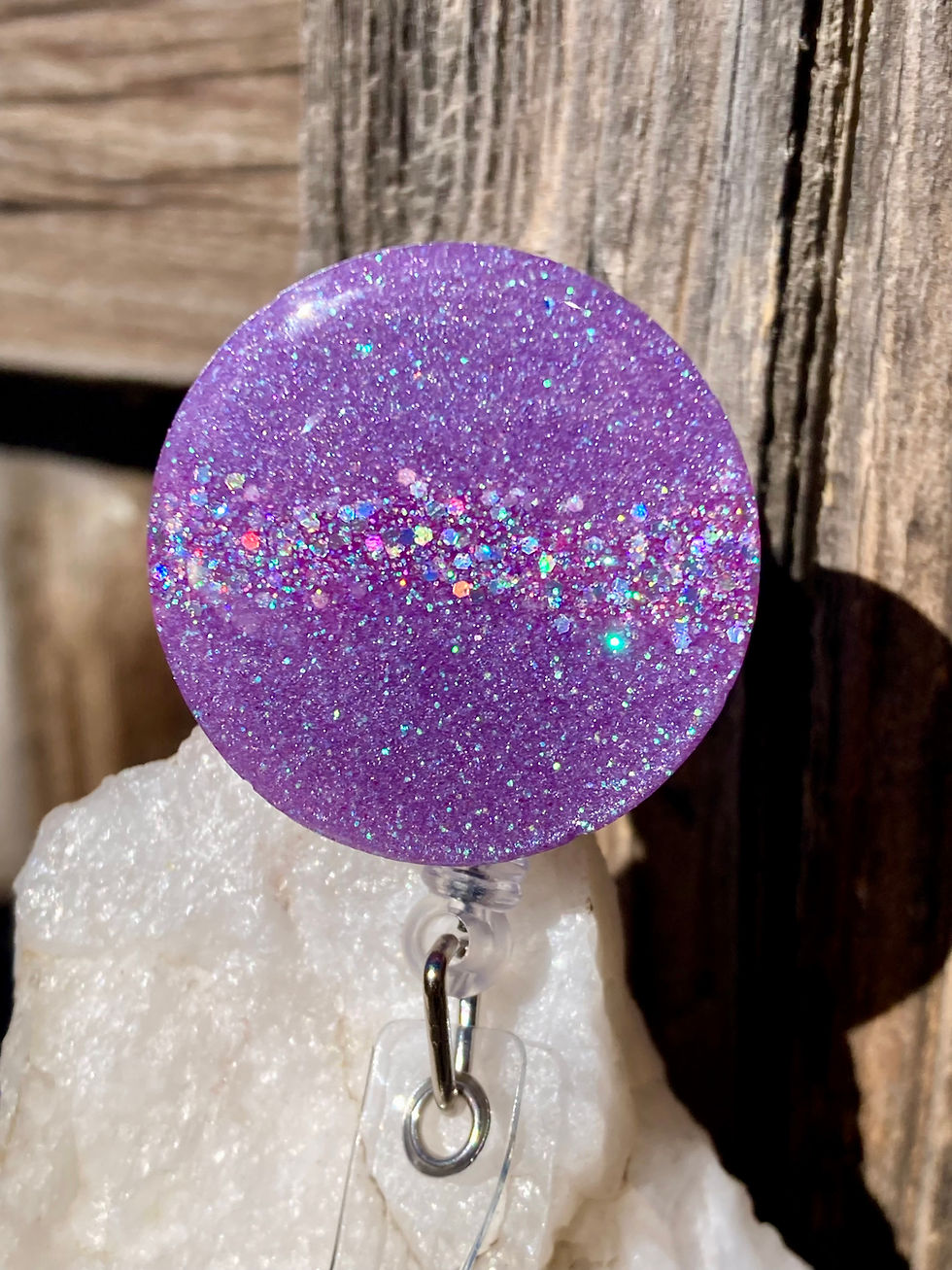 Thumbnail: Purple Glitter Badge Reel – Handmade Retractable ID Holder – One of a Kind