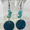 Thumbnail: Handmade Turquoise Stone Chip & Dark Green Resin Circle Earrings