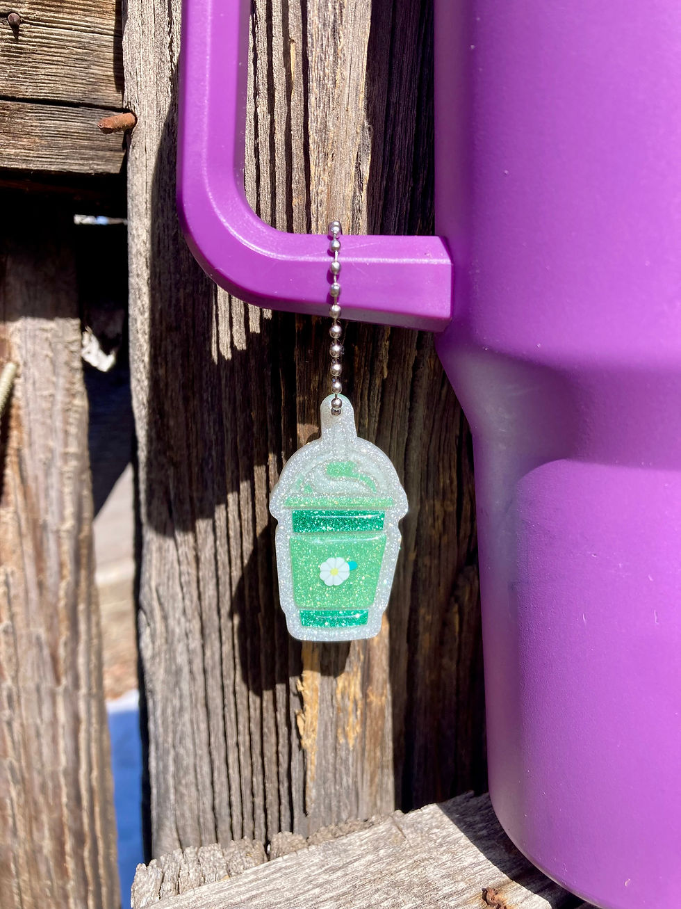 Thumbnail: Green Glitter Coffee Cup Keychain or Tumbler Charm – Handmade Resin Coffee Gift