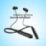 Xome- 6 Neckband in Blue with Fast Charging, Bluetooth,  Hours of Playtime, and High Bass. Shows the neckband design