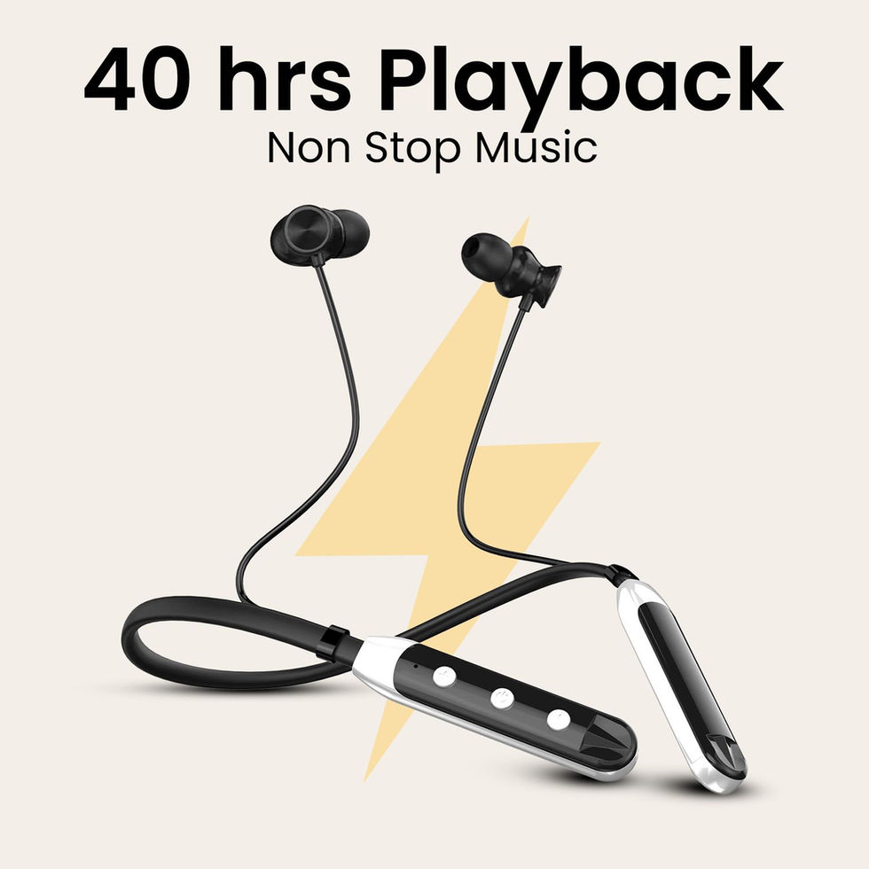 Black and White Xome 09 Bluetooth Neckband with ENC technology and magnetic earbuds.