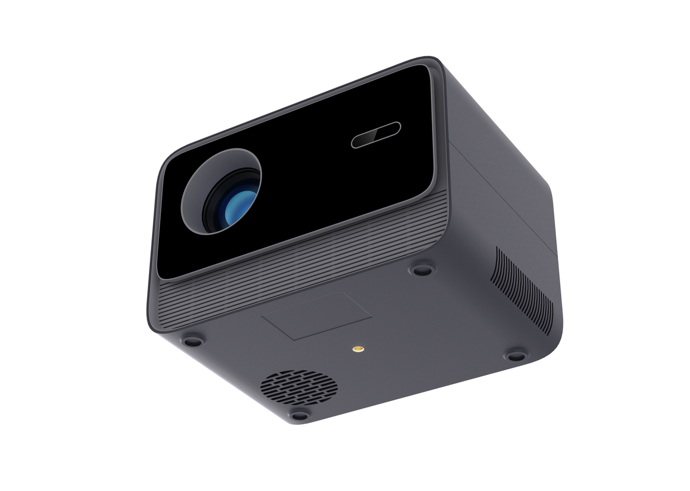 Sleek Black Xome Smartcast Projector with wireless connectivity features displayed on a table.