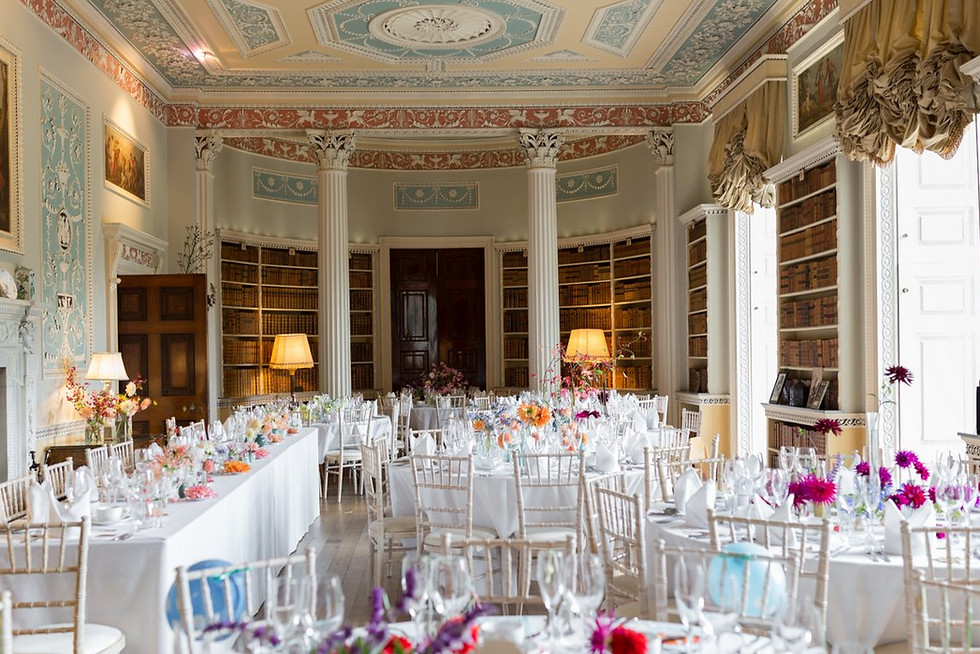 Newby Hall & Garden Wedding Photography, Library Room, Wedding reception