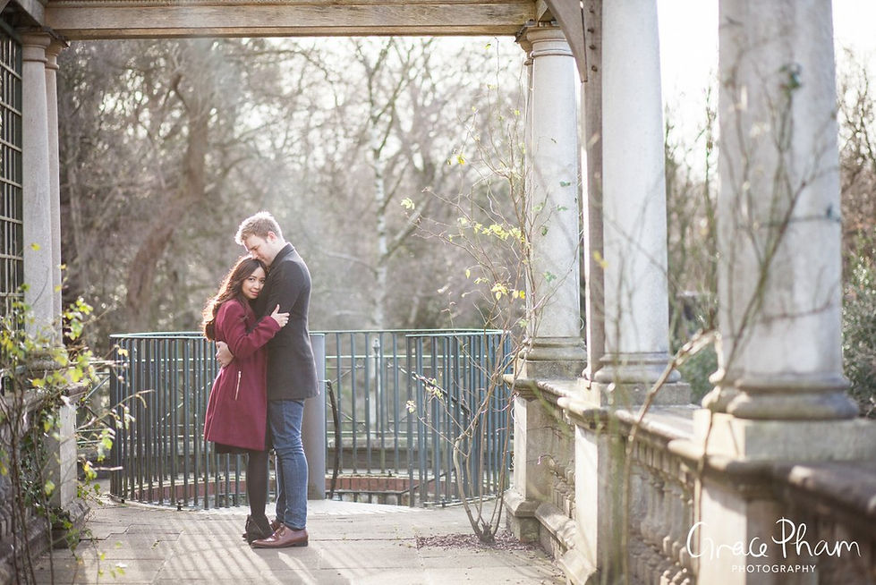 Hampstead Pergola & Hill Gardens Winter Engagement Shoot captured by Grace Pham London Wedding Photographer 01