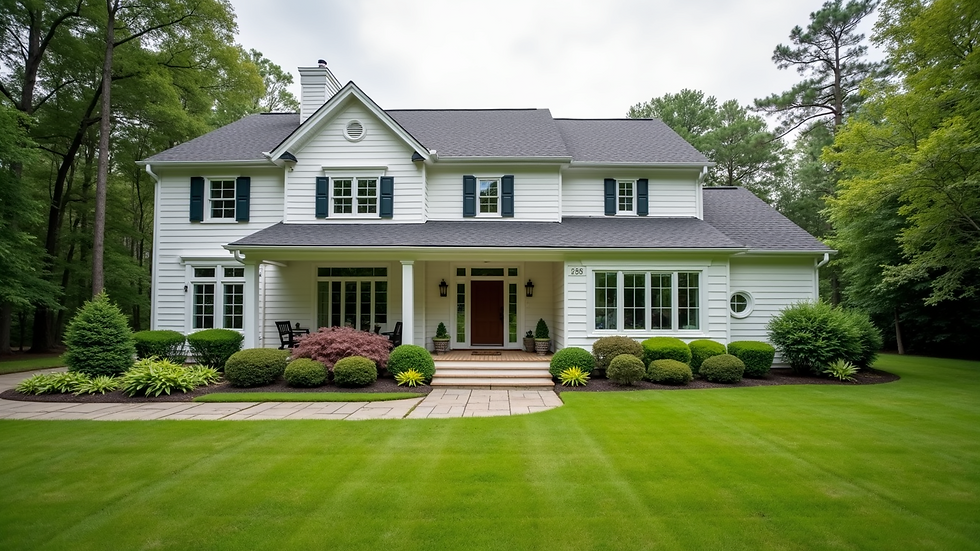 Wide angle view of a modern home with a well-manicured lawn in Sanford
