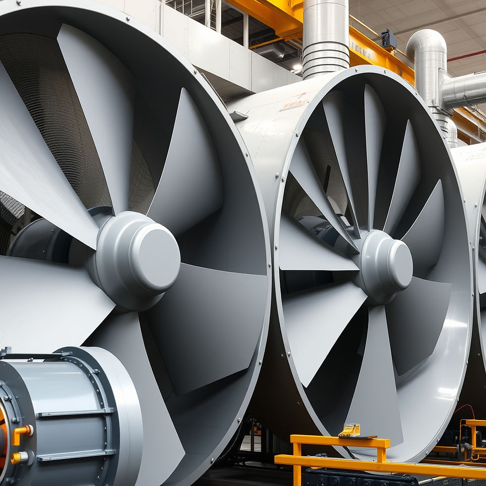 Operation of large industrial cooling fans. Large pumping station with cooling fans.jpg