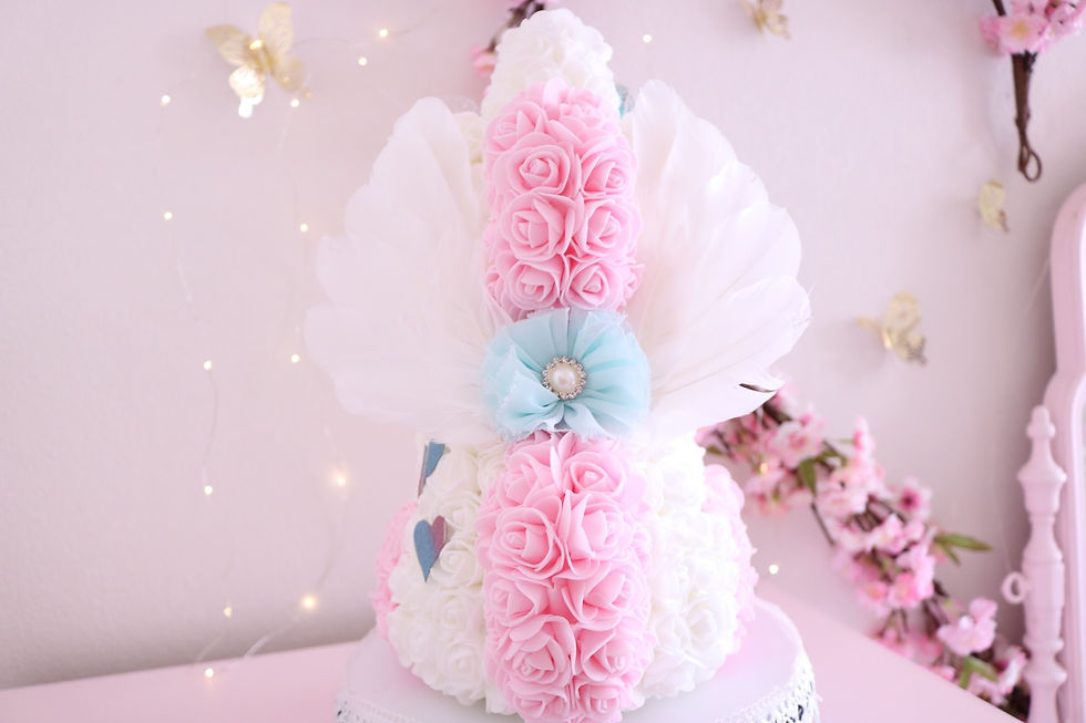 Thumbnail: 13” White and Baby Pink Rose Unicorn 