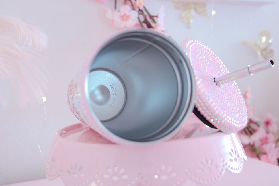 Thumbnail: Light Pink Tumbler with Diamonds