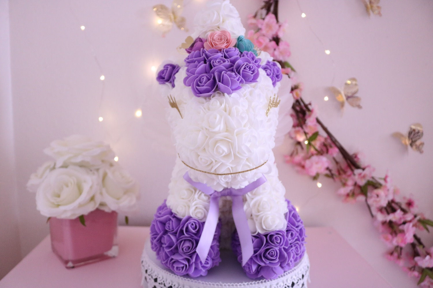 13” Purple Rose Unicorn