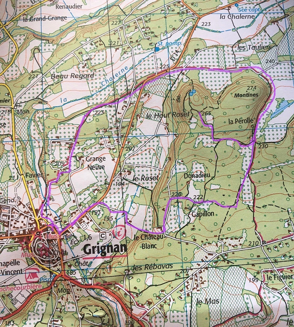 Carte balade autour de Grignan Drome Provencale