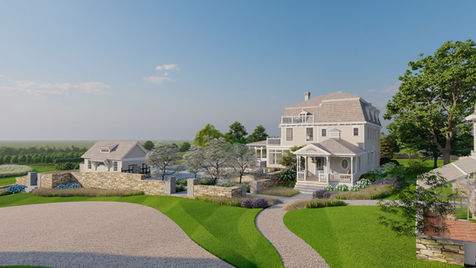 3D rendering: house and lawn