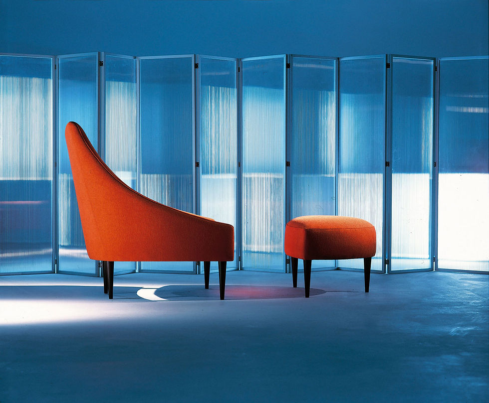 Thumbnail: Champaign Armchair and Pouf Orange Seperated