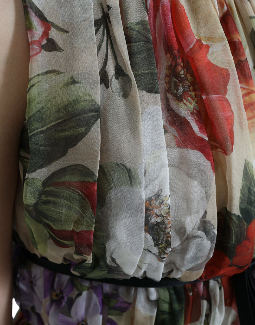 Thumbnail: Dolce & Gabbana Beige Floral Sleeveless A-line Mini Dress