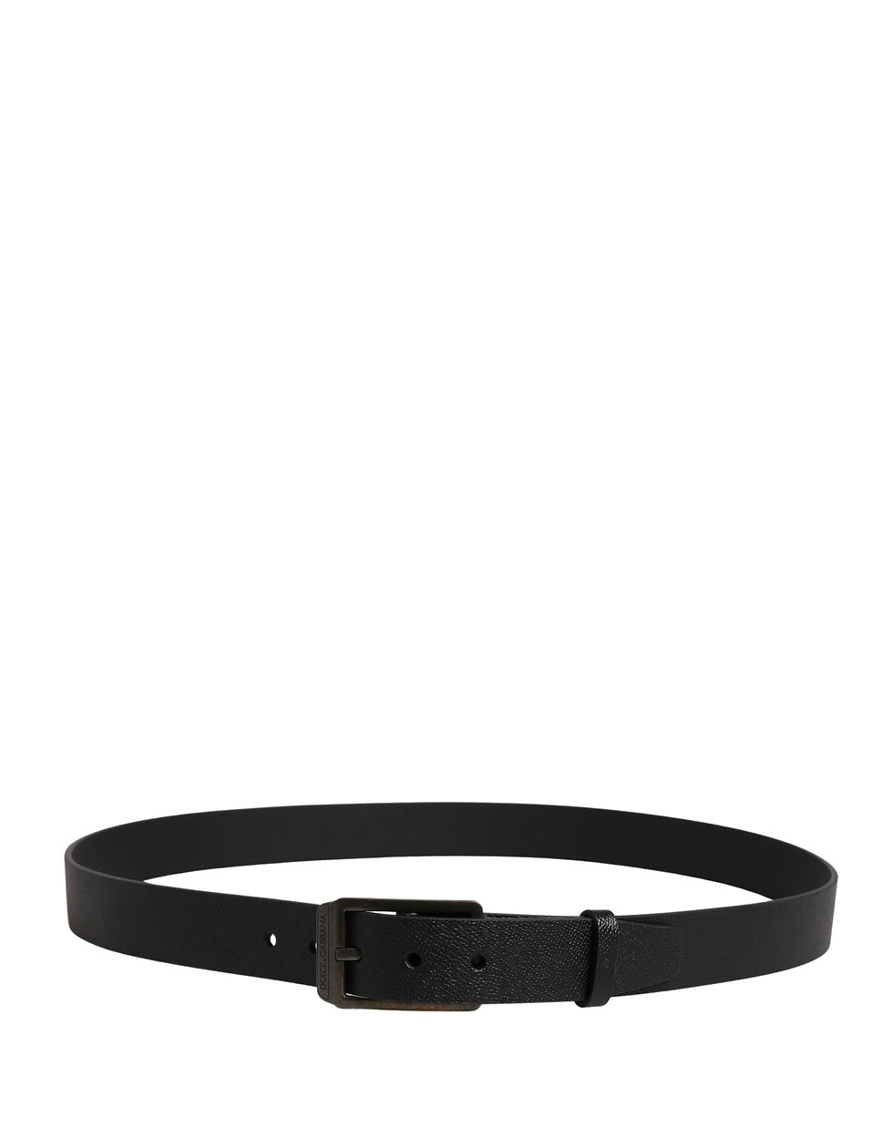 Thumbnail: Dolce & Gabbana Black Calf Leather Gold Metal Buckle  Belt