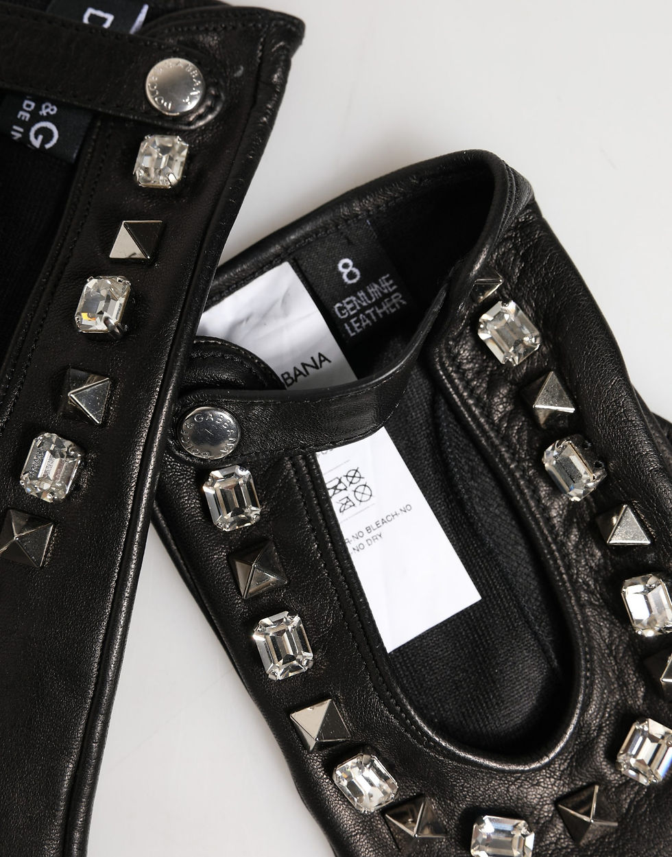 Thumbnail: Dolce & Gabbana Women Black Embellished Wrist Length Mitten Gloves